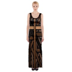 Fractal-dark Thigh Split Maxi Dress by nateshop