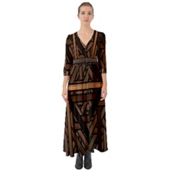 Fractal-dark Button Up Boho Maxi Dress by nateshop