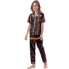 Fractal-dark Kids  Satin Short Sleeve Pajamas Set by nateshop