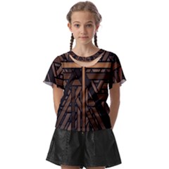 Fractal-dark Kids  Front Cut Tee by nateshop