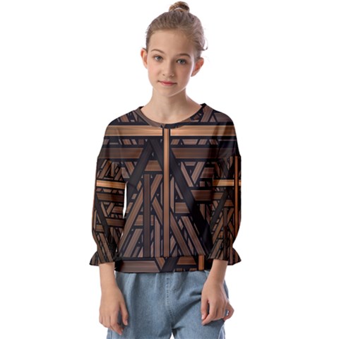 Fractal-dark Kids  Cuff Sleeve Top by nateshop