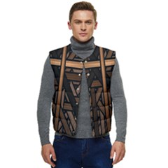 Fractal-dark Men s Short Button Up Puffer Vest	 by nateshop