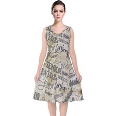 Graduation V-neck Midi Sleeveless Dress  by nateshop