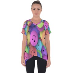 Smilie Cut Out Side Drop Tee by nateshop