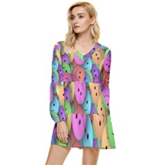 Smilie Tiered Long Sleeve Mini Dress by nateshop