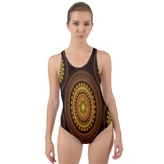 Fractal Cut-out Back One Piece Swimsuit by nateshop