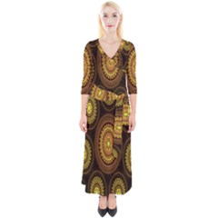 Fractal Quarter Sleeve Wrap Maxi Dress by nateshop