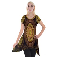 Fractal Short Sleeve Side Drop Tunic by nateshop