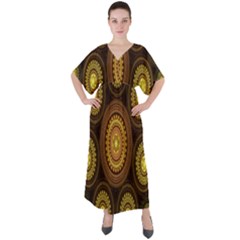 Fractal V-neck Boho Style Maxi Dress by nateshop