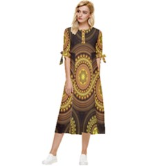 Fractal Bow Sleeve Chiffon Midi Dress by nateshop