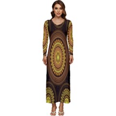 Fractal Long Sleeve Velour Longline Maxi Dress by nateshop