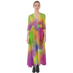 Abstract-calarfull Button Up Boho Maxi Dress