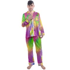 Abstract-calarfull Men s Long Sleeve Satin Pajamas Set