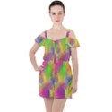 Abstract-calarfull Ruffle Cut Out Chiffon Playsuit View1