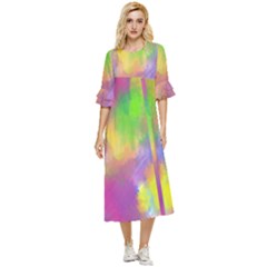 Abstract-calarfull Double Cuff Midi Dress by nateshop