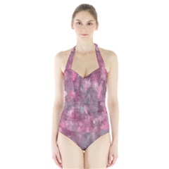 Abstract-pink Halter Swimsuit by nateshop