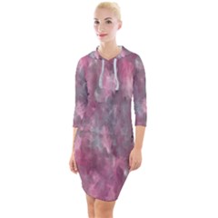 Abstract-pink Quarter Sleeve Hood Bodycon Dress by nateshop