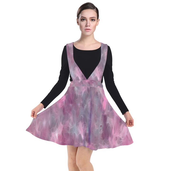 Abstract-pink Plunge Pinafore Dress