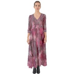 Abstract-pink Button Up Boho Maxi Dress