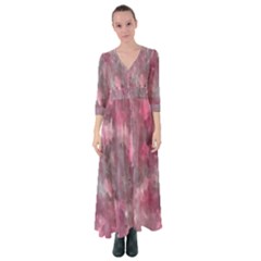 Abstract-pink Button Up Maxi Dress