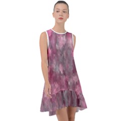 Abstract-pink Frill Swing Dress by nateshop