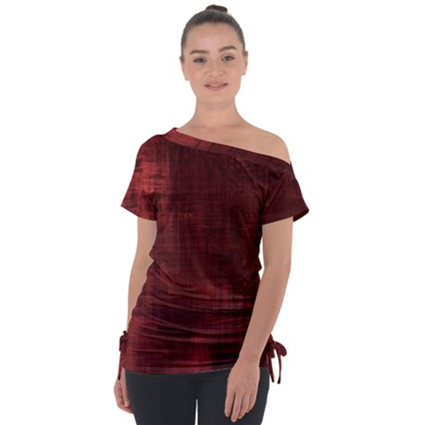 Background-maroon Off Shoulder Tie-up Tee by nateshop