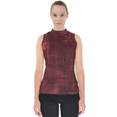 Background-maroon Mock Neck Shell Top by nateshop