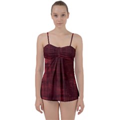 Background-maroon Babydoll Tankini Set by nateshop