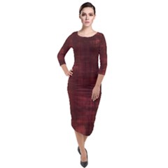 Background-maroon Quarter Sleeve Midi Velour Bodycon Dress by nateshop