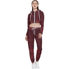 Background-maroon Cropped Zip Up Lounge Set by nateshop