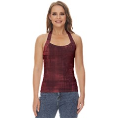 Background-maroon Basic Halter Top by nateshop