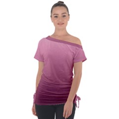 Background-pink Off Shoulder Tie-up Tee