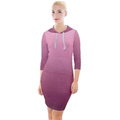 Background-pink Quarter Sleeve Hood Bodycon Dress by nateshop