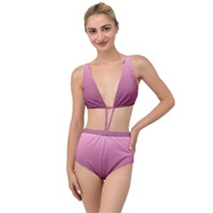 Background-pink Tied Up Two Piece Swimsuit