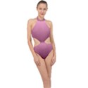 Background-pink Halter Side Cut Swimsuit View1