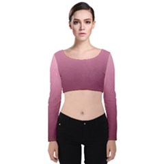 Background-pink Velvet Long Sleeve Crop Top