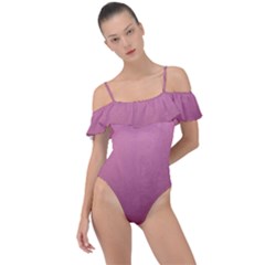 Background-pink Frill Detail One Piece Swimsuit