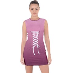 Background-pink Lace Up Front Bodycon Dress by nateshop