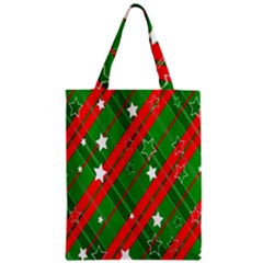 Background-green Red Star Zipper Classic Tote Bag by nateshop