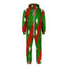 Background-green Red Star Hooded Jumpsuit (kids)