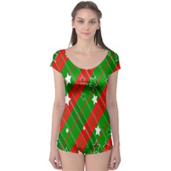 Background-green Red Star Boyleg Leotard  by nateshop