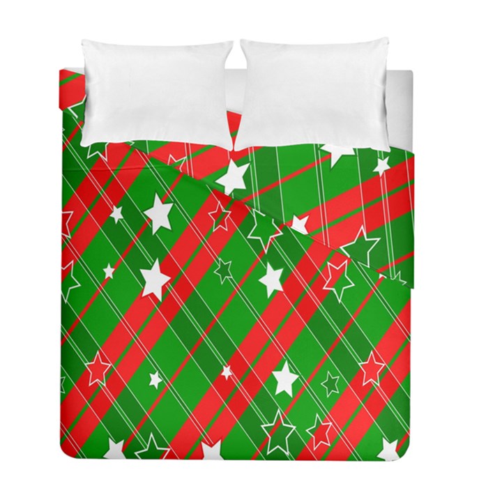 Background-green Red Star Duvet Cover Double Side (Full/ Double Size)