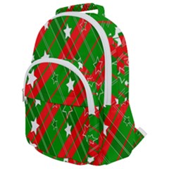 Background-green Red Star Rounded Multi Pocket Backpack