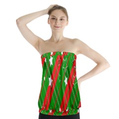 Background-green Red Star Strapless Top by nateshop