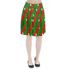 Background-green Red Star Pleated Skirt by nateshop