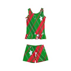 Background-green Red Star Kids  Boyleg Swimsuit by nateshop