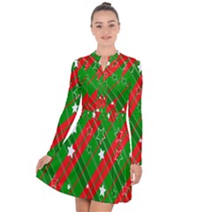 Background-green Red Star Long Sleeve Panel Dress by nateshop