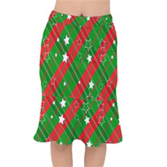 Background-green Red Star Short Mermaid Skirt by nateshop