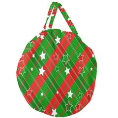 Background-green Red Star Giant Round Zipper Tote by nateshop