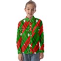 Background-green Red Star Kids  Long Sleeve Shirt View1